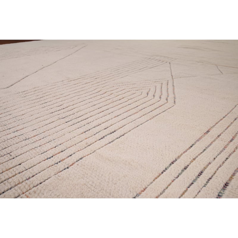 Earth Tone Moroccan Large Modern Area Rug Handmade Wool Carpet - 11'11"x 18'8"