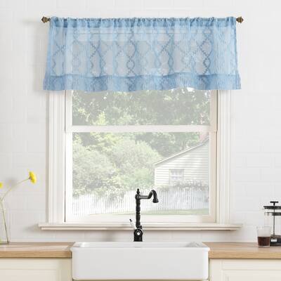 No. 918 Tina Geometric Clipped Semi-Sheer Rod Pocket Kitchen Curtain Valance
