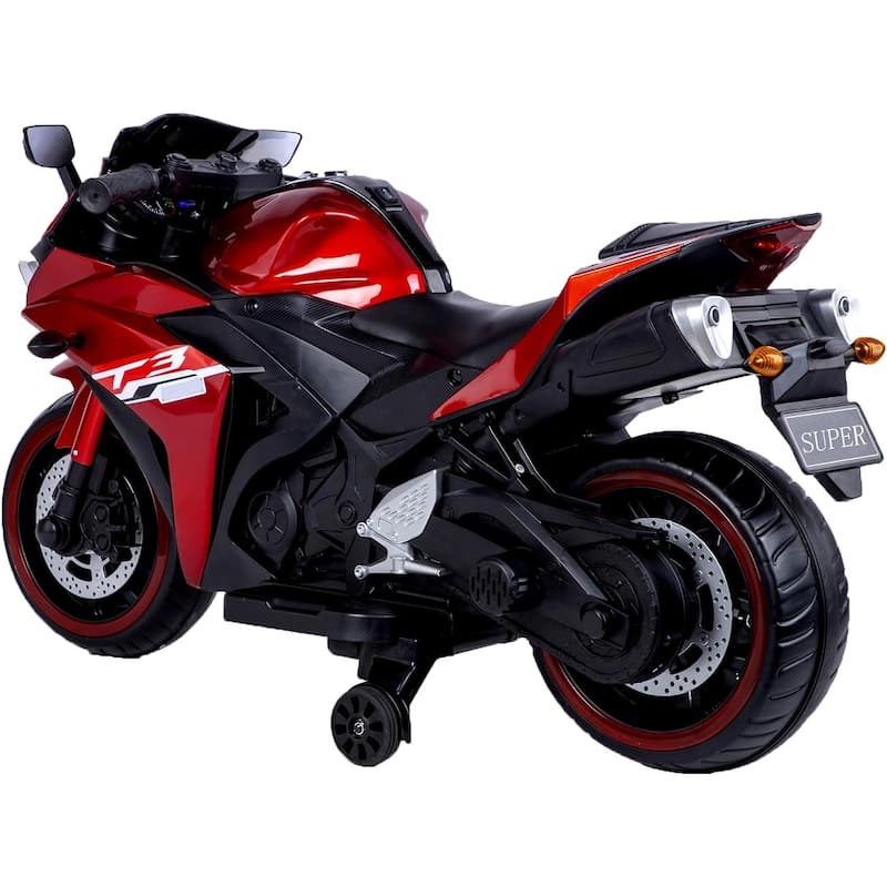 12V Kids Ride On Motorcycle,550W Electric Ride On Motorcycle with Training Wheels, Light Wheels, Manual Throttle,LED Lights