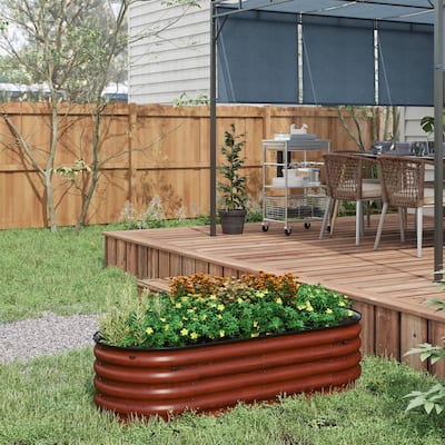 Outsunny 4.9' x 2' x 1.4' Galvanized Raised Garden Bed Kit, Outdoor Metal Elevated Planter Box