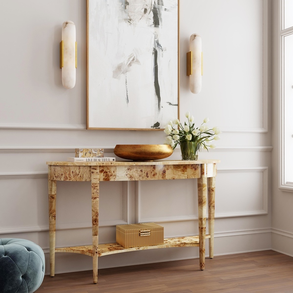 Burl wood top sofa table