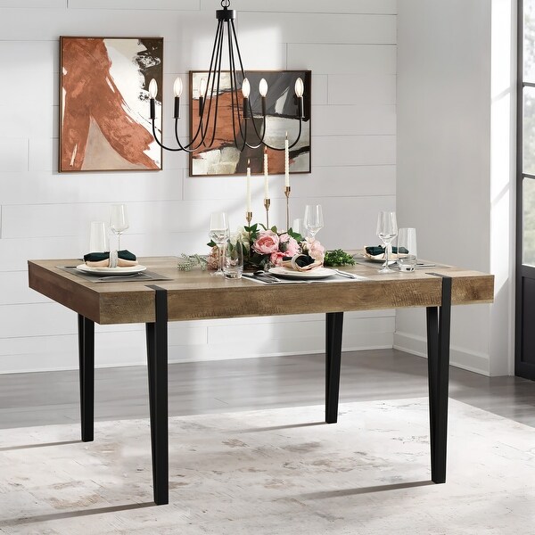 Oak and metal dining table discount