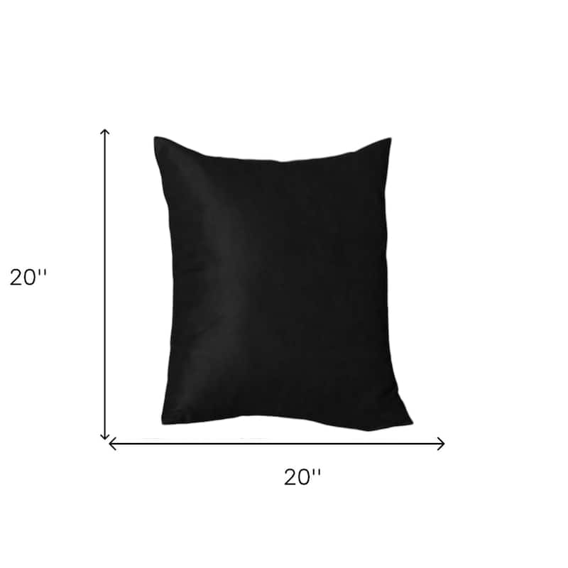 Set Of Four 20" X 20" Black Polyester Zippered Pillow Cover