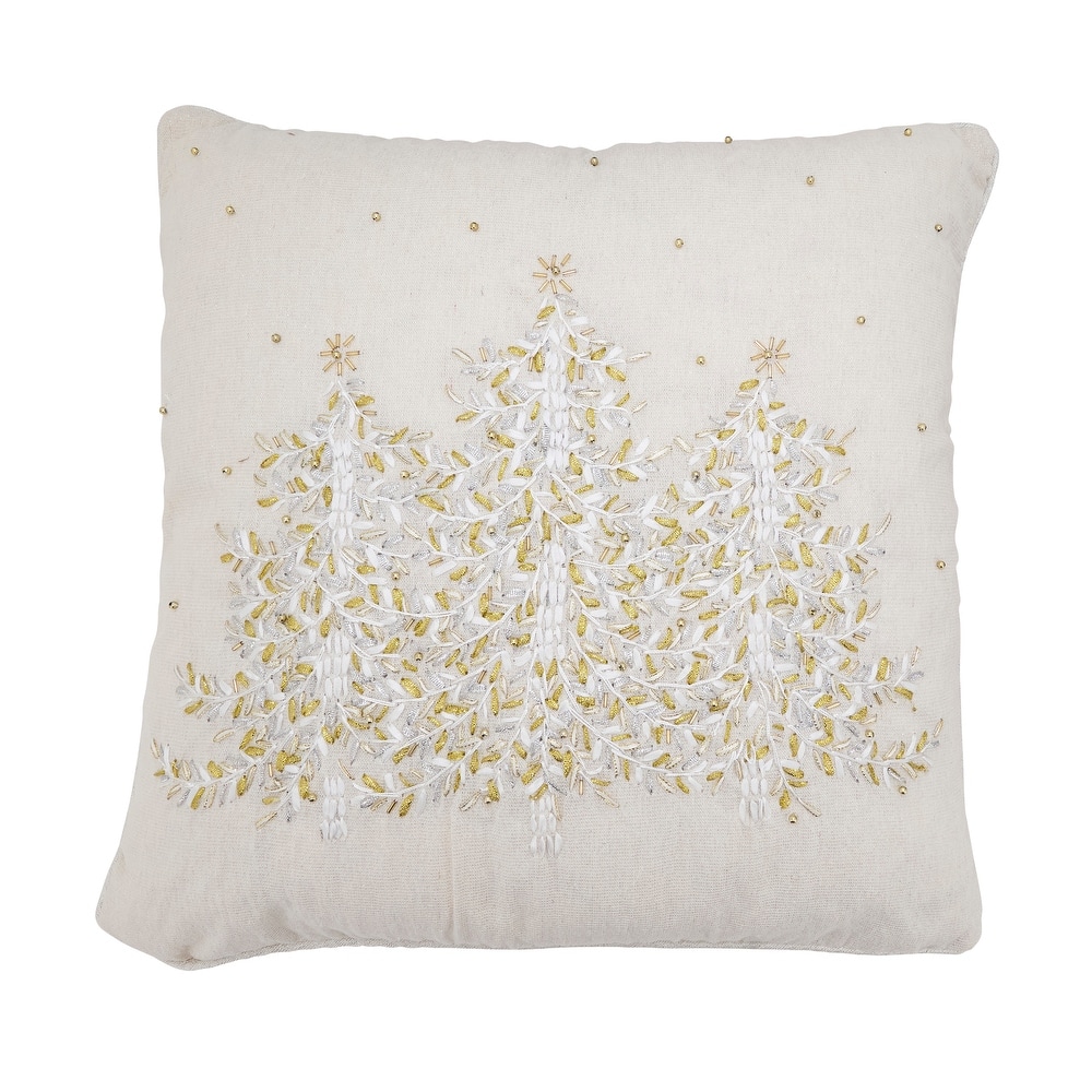 Embroidered Christmas Tree Throw Pillow