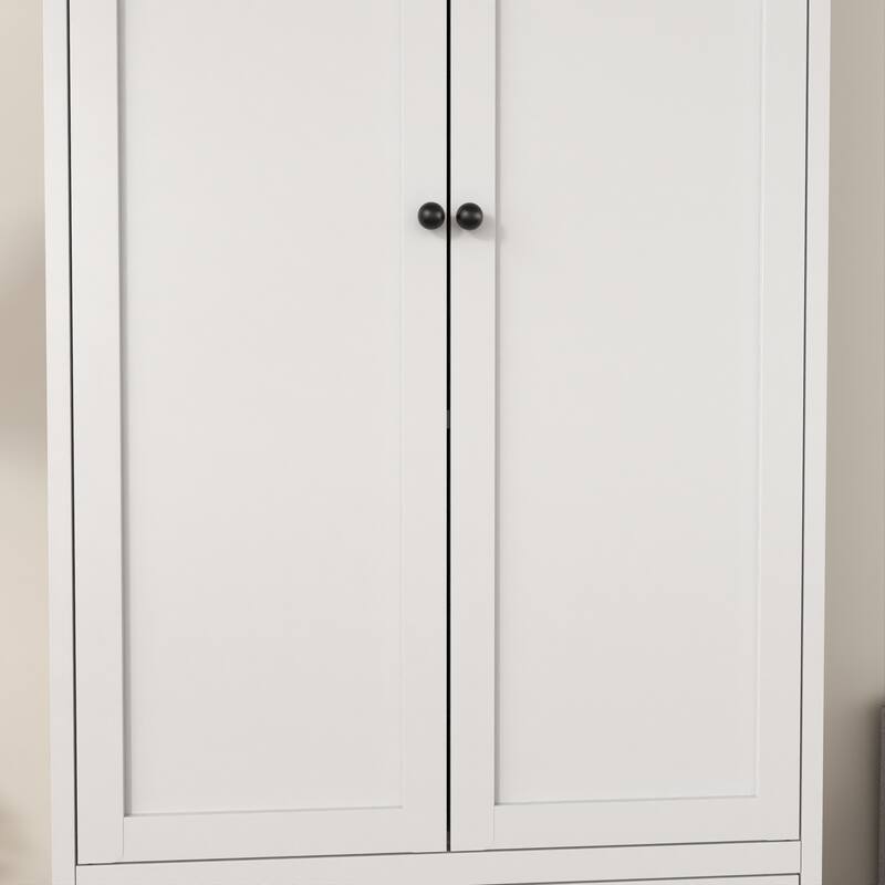 72 Inch White Pantry Cabinet with 2 Drawers, Freestanding Kitchen Storage Cabinet with Adjustable Shelves