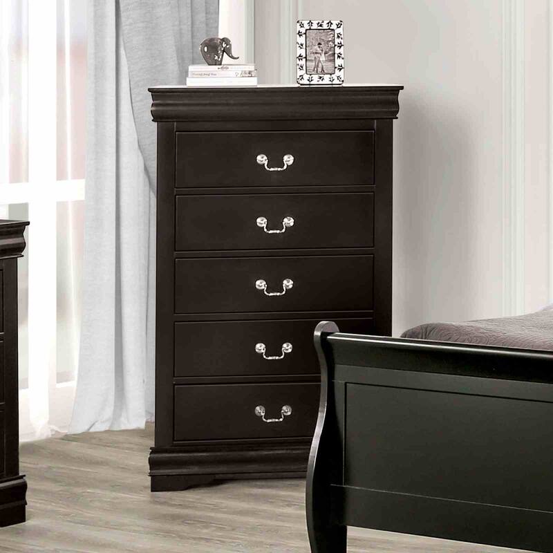 Sleigh Design Black Finish Transitional Bedroom Furniture Set