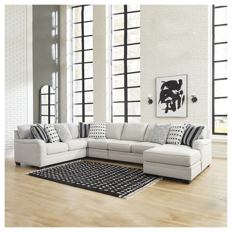 Signature Design by Ashley Huntsworth Dove Gray 5-Piece Sectional with Chaise - 155"W x 99"D x 38"H - Left Facing
