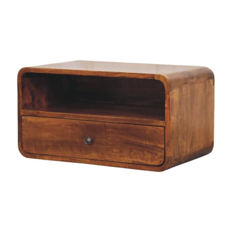 HomeRoots 22" Chestnut Solid Wood One Drawer Floating Nightstand