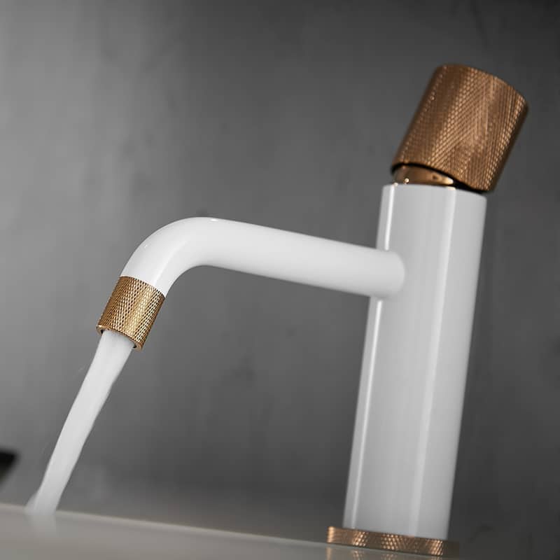 Modern White and Rose Gold Faucet Brass Bathroom Basin Faucet Design Deck Mounted Water Mixer Tap