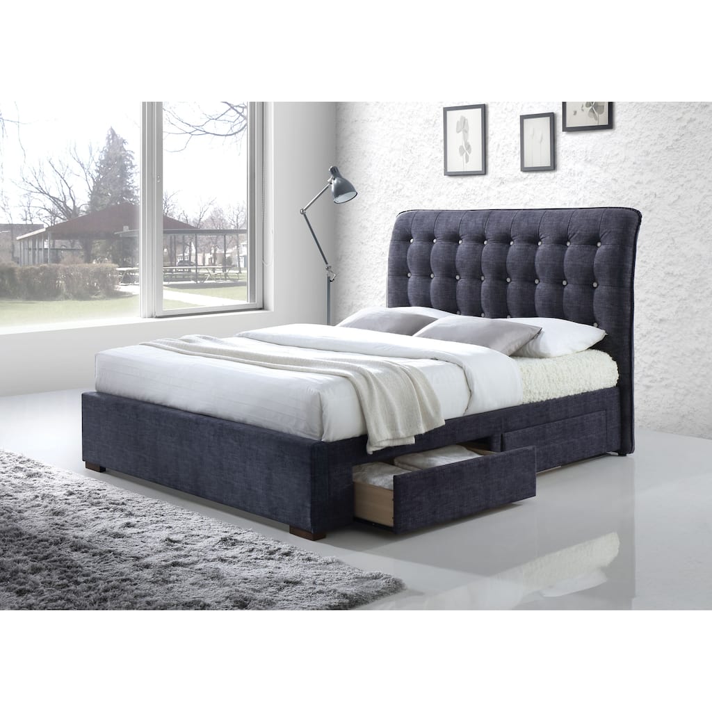 Whitman Dark Grey Platform Bed with Storage