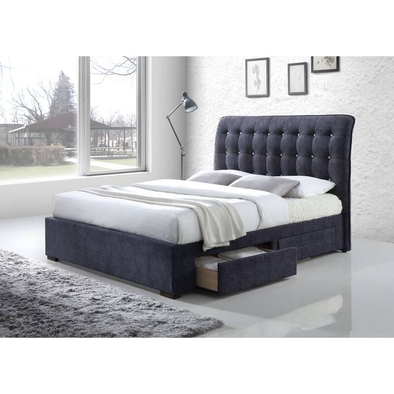 Whitman Dark Grey Platform Bed with Storage - King