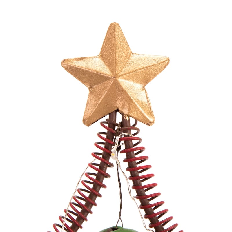 Glitzhome Iron LED Christmas Table Tree Decor with Bells