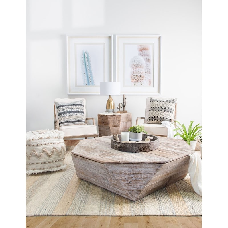 Whittier Brown Wood With Mirrored Base Round Tray - 20" x 20"