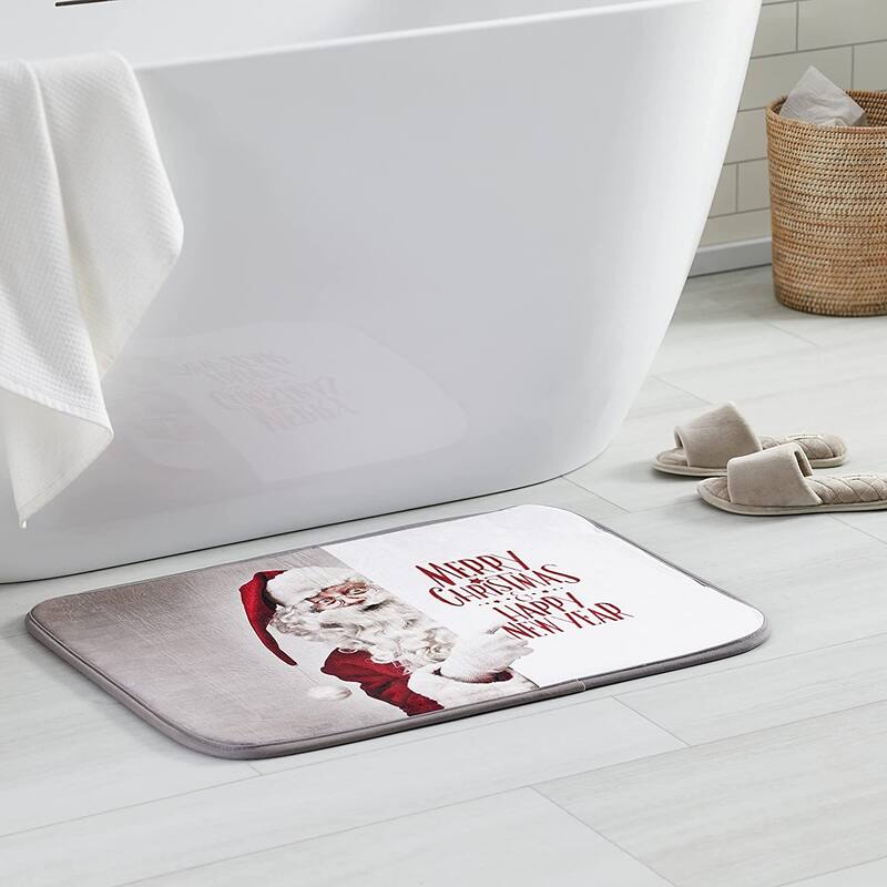 Violet Linen Seasonal Xmas Christmas Holiday Santa Claus Actions Pattern, 18" by 30 Inch, Decorative Area Rug, Doormat.