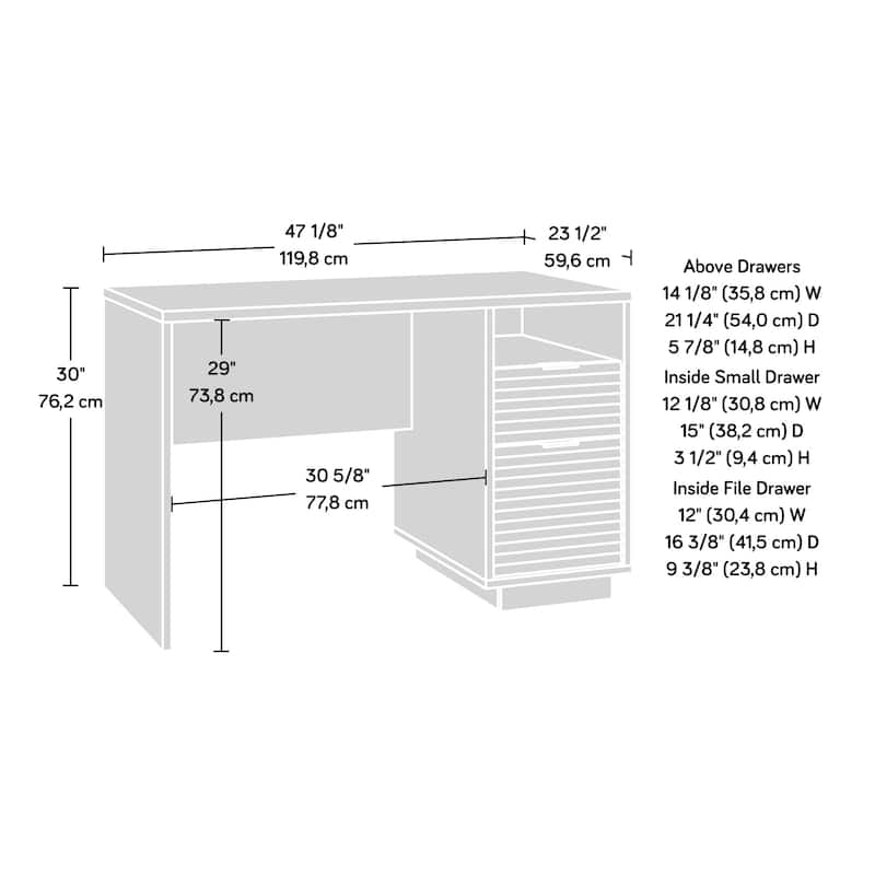 Wood Modern Desk with 2 Spacious Drawers, Medium Gray