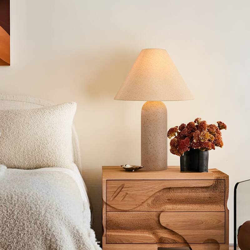 Painted Ceramic Accent Table Lamp with Cone Linen Shade