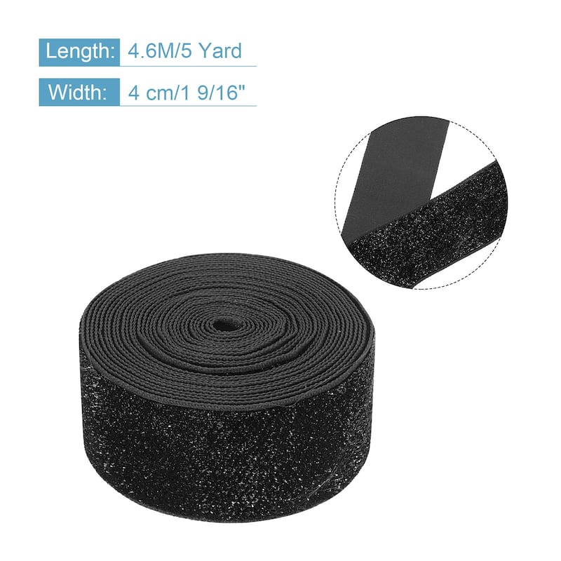 Metallic Glitter Velvet Ribbon for Gift Wrapping - Black - 1 9/16"x 5 Yard