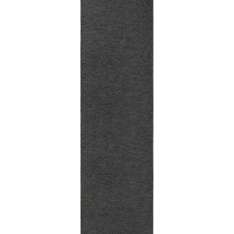 TOWN & COUNTRY BASICS Pax Herringbone Textured Solid Everwash® Washable Area Rug Black
