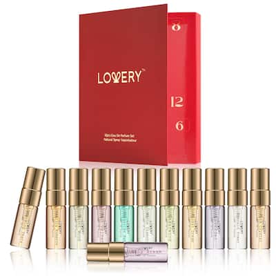 Lovery 12 Days of Glow, 12-Pc. Assorted Sampler Travel Perfume Gift Set