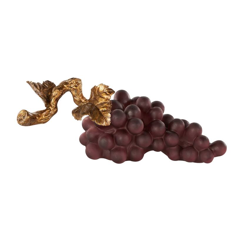 Purple Polystone Grape Fruit Decorative Sculpture with Gold Stem