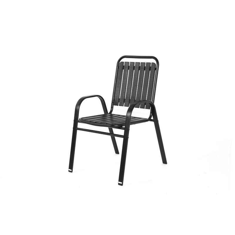 5 Piece Outdoor Dining Table Set, All Weather Outdoor Table and Chairs Set with Square Metal Dining Table with Plastic Chair