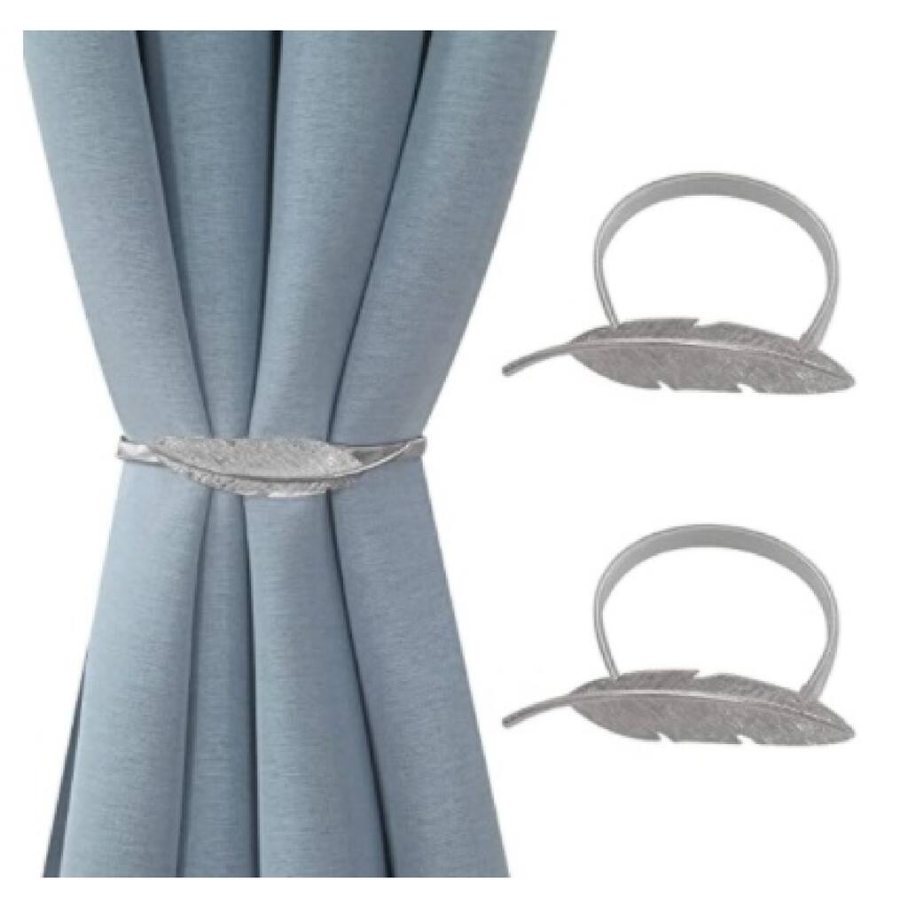 IH Casa Decor Set Of 2 Curtain Tiebacks Feather Silver