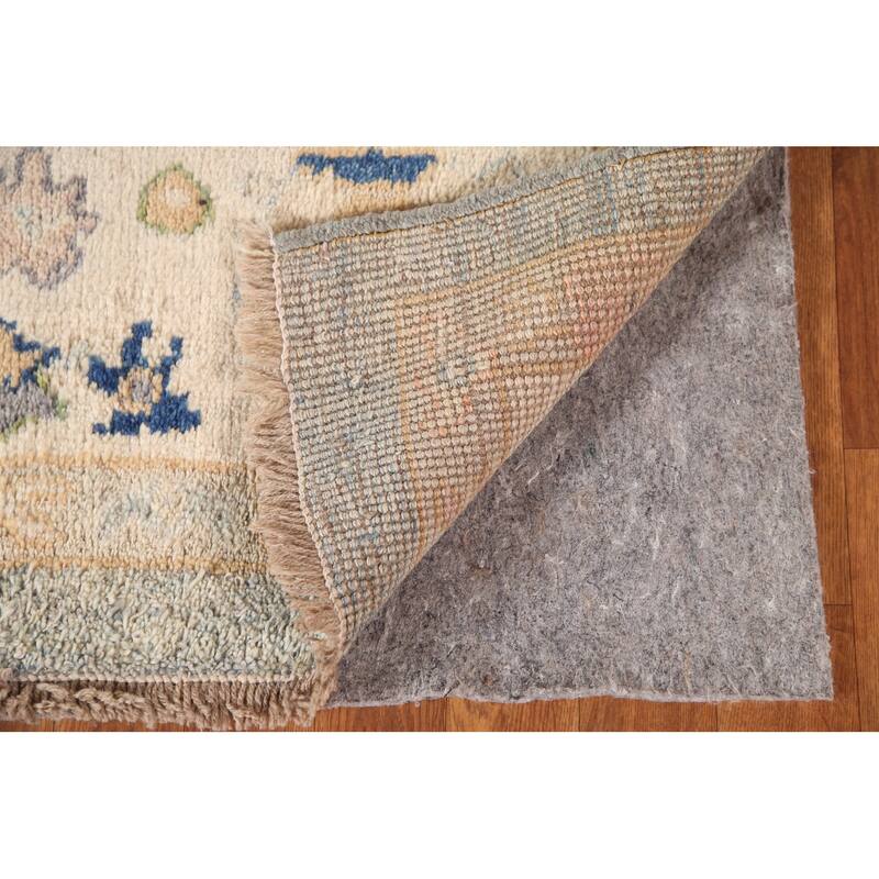 Blue Oushak Turkish Area Rug Hand-knotted Wool Carpet - 6'5"x 9'1"