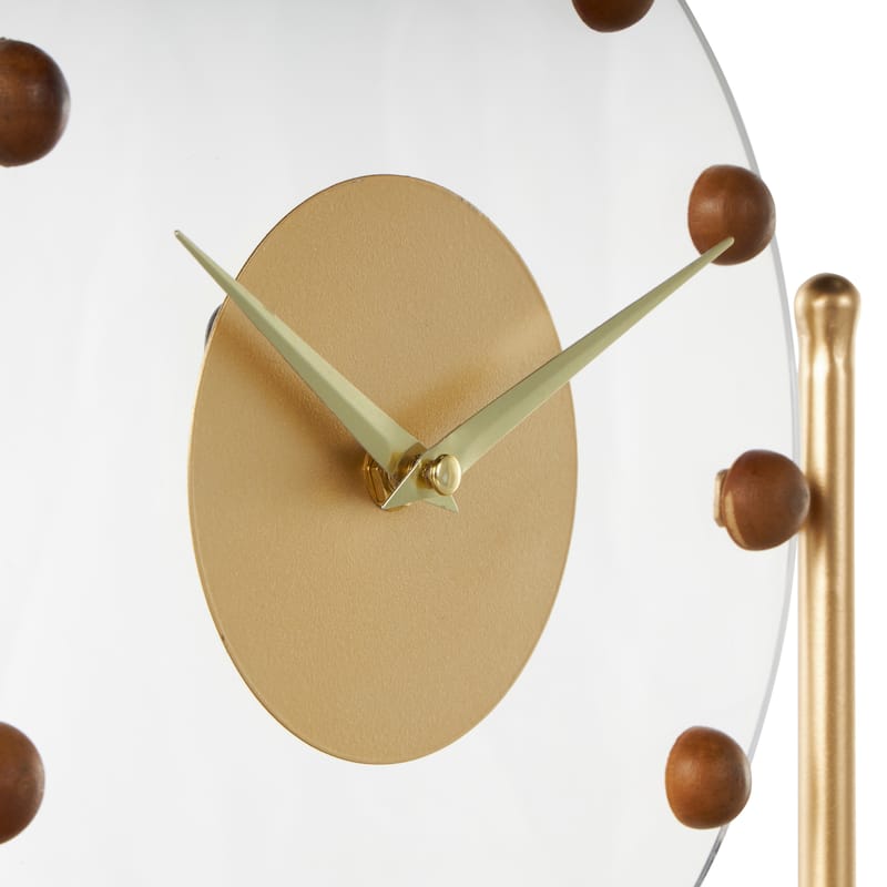 Gold or Black Metal Acrylic Face Clock with Wood Ball Accents