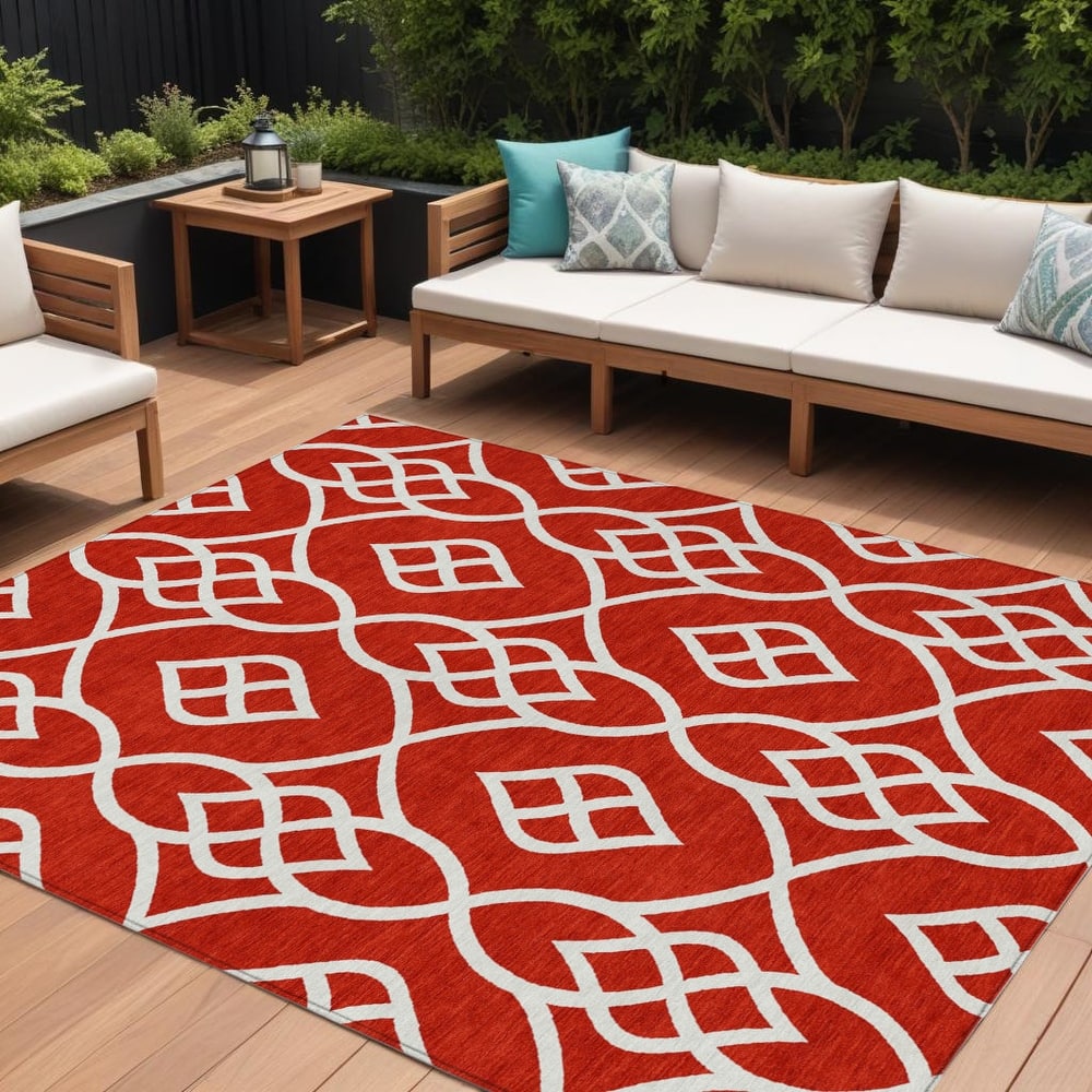 HomeRoots Trellis Transitional Rectangle Outdoor Rug