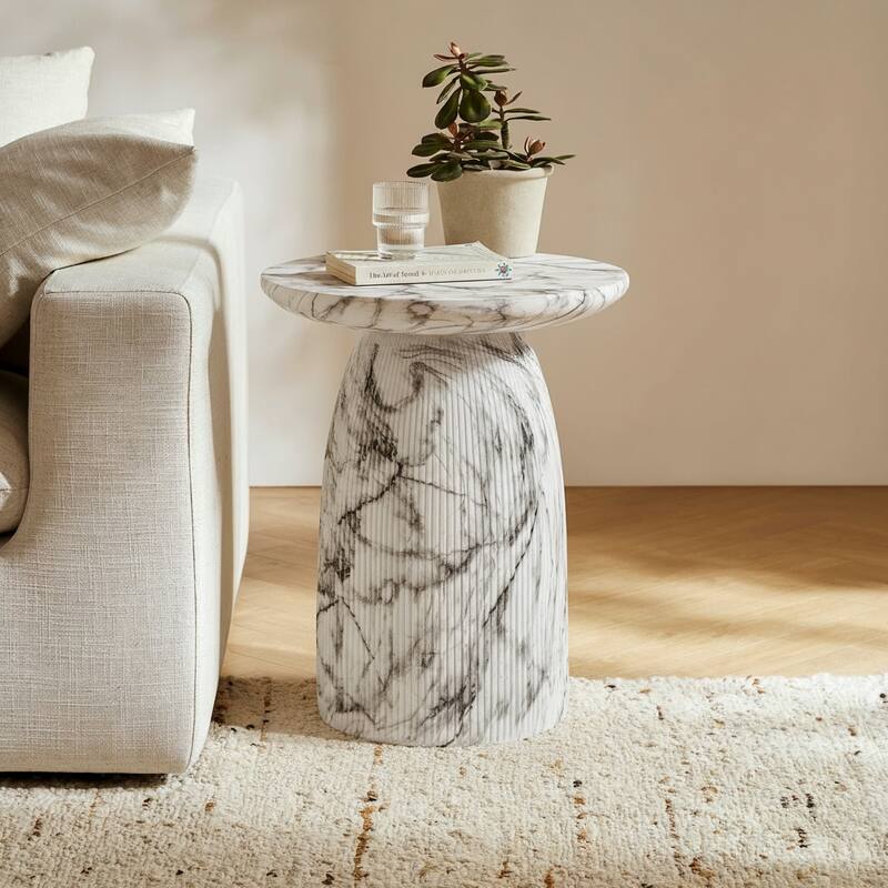 Christopher Knight Home - Aurelia Outdoor Marble-Effect MGO Side Table - Marble Effect