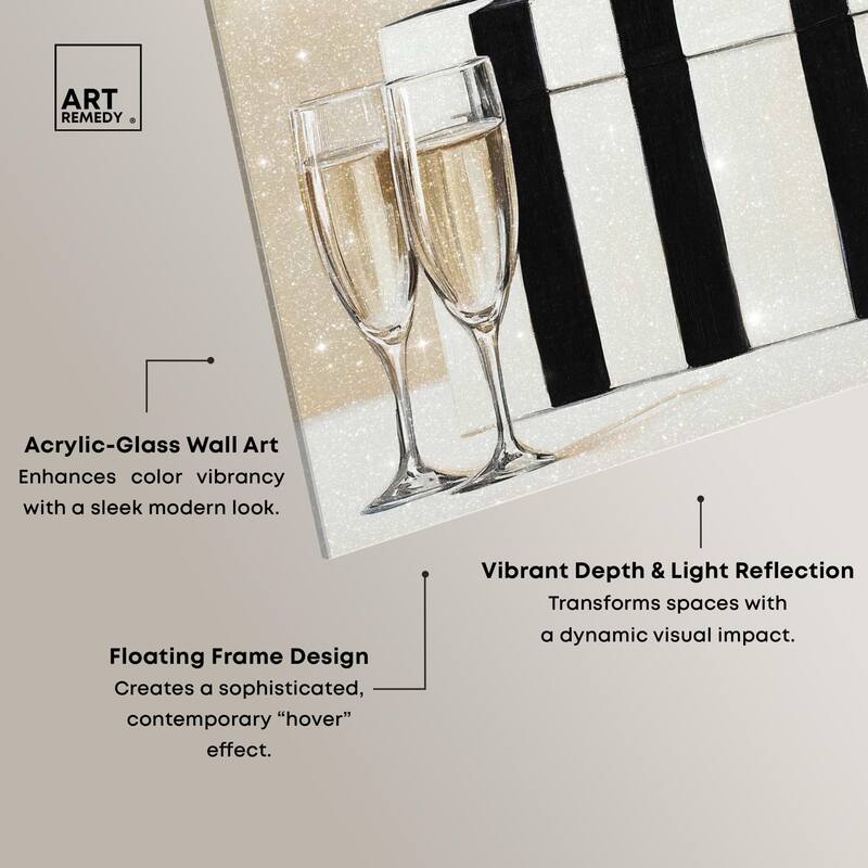 Black and White Striped Glam Acrylic by Art Remedy, Ready to Hang