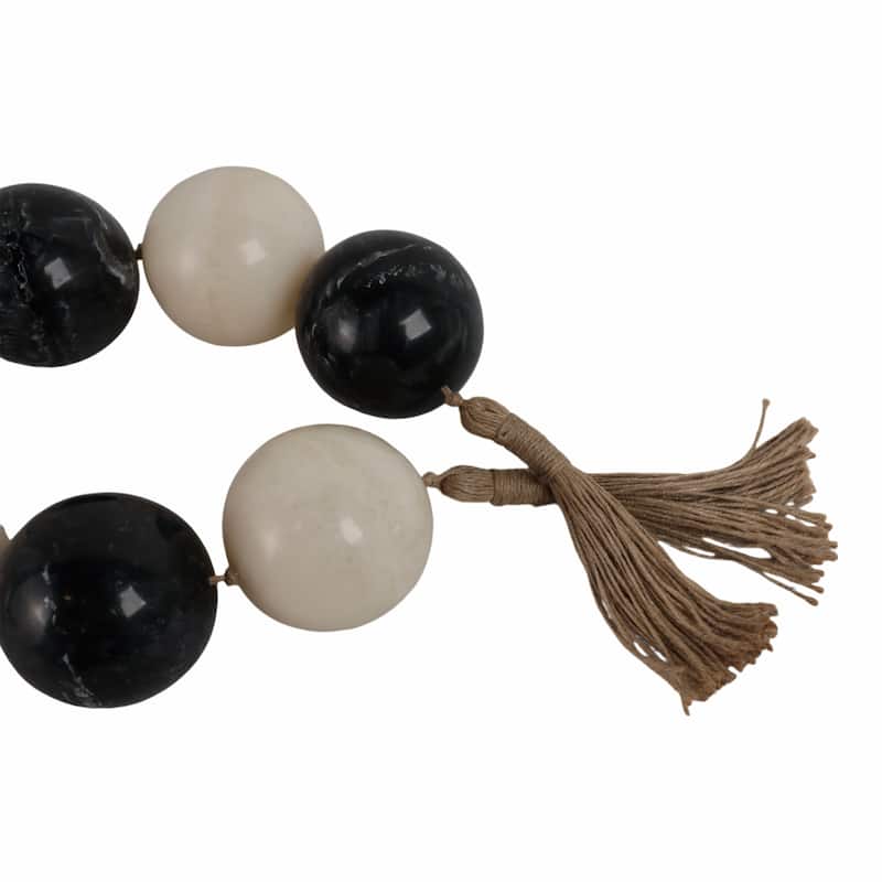 Decorative Bead Strand with Resin Spheres and Woven Jute Tassels - 46" x 3" x 3"