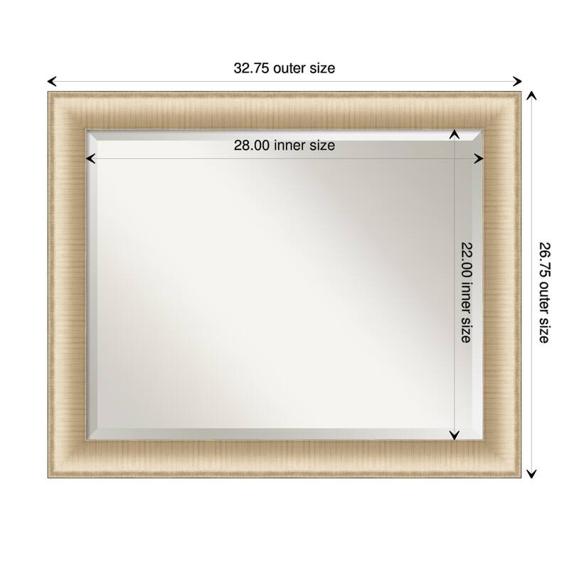 Beveled Wall Mirror - Elegant Brushed Bronze Frame - 32.75 x 26.75-inch - Elegant Brushed Honey