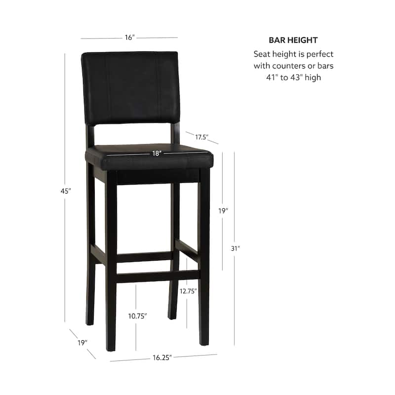 Linon Lombardy Faux Leather and Rubberwood Bar Stool