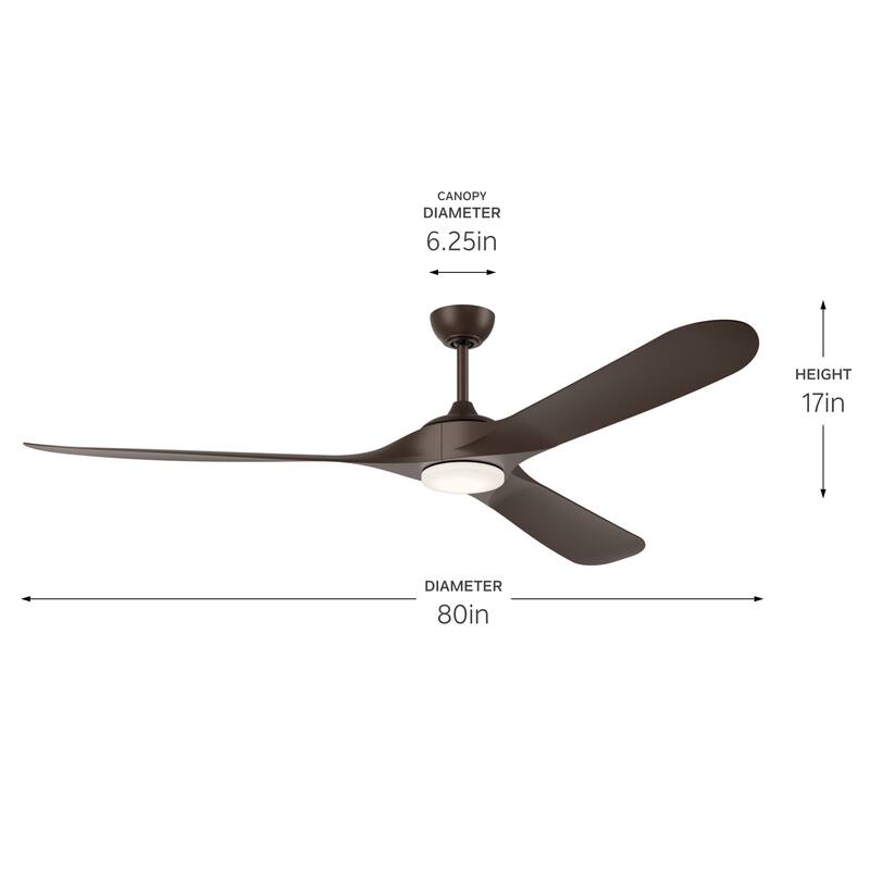 Kichler Lighting Mylo 80 Inch WeatherPlus Ceiling Fan with Satin Etch Cased Opal Glass