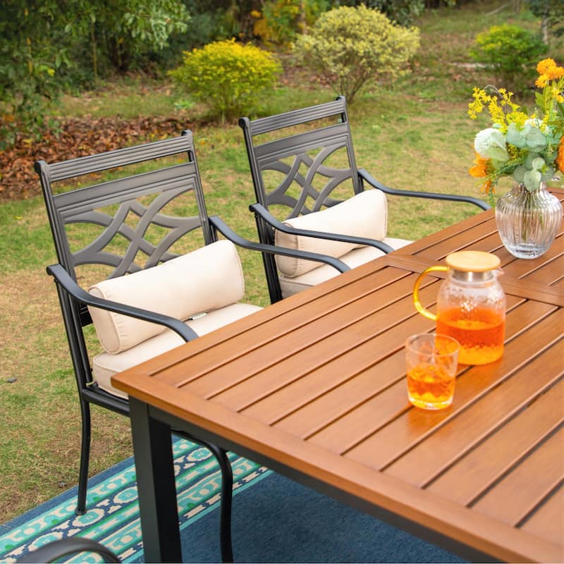 MAISON ARTS 7/5-piece Patio Dining Set, 6 Metal Patio Dining Chairs and 1 Metal Dining Table