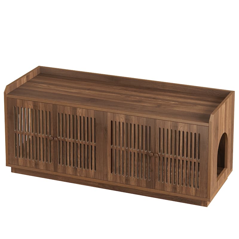 55-Inch Extra Large Cat Litter Box Enclosure with 2 Cabinets