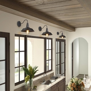 Modern Industrial 1-Light Black Metal Barn Wall Sconce Light