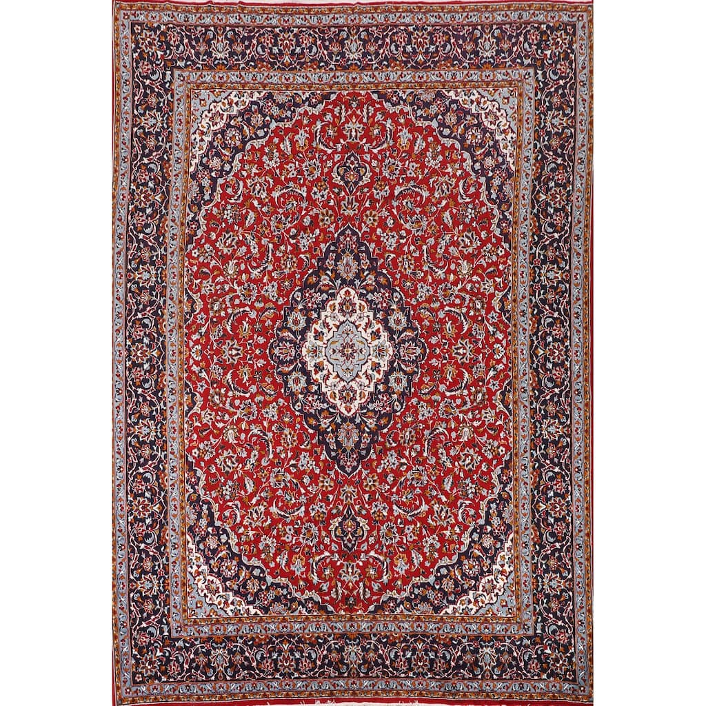 Traditional / Floral Red Kashan Turkish Area Rug Machine Made Carpet - 9'9" x 12'5"