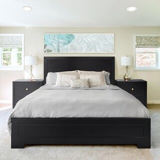 Oxford Wooden Platform Bed in Black - Bed Bath & Beyond - 35937468