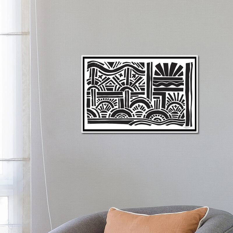 iCanvas "Geometric Sunburst" by Statement Goods Framed Canvas Print