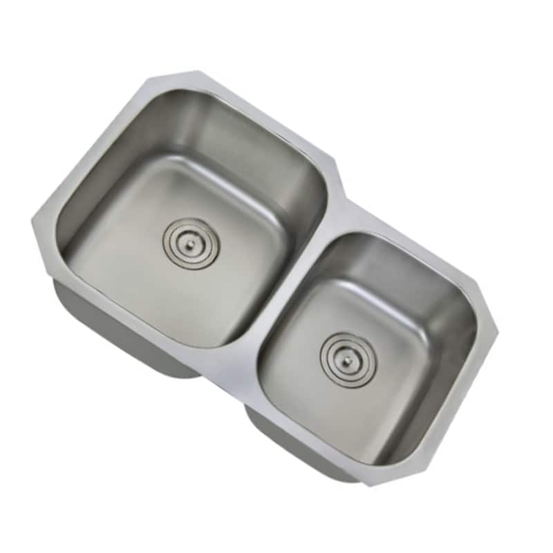 CB HOME 31" Classic Undermount Double Bowl Kitchen Sink, Undercounter 60/40 Big Bowl & Small Bowl Stainless Steel Sink Kitchen