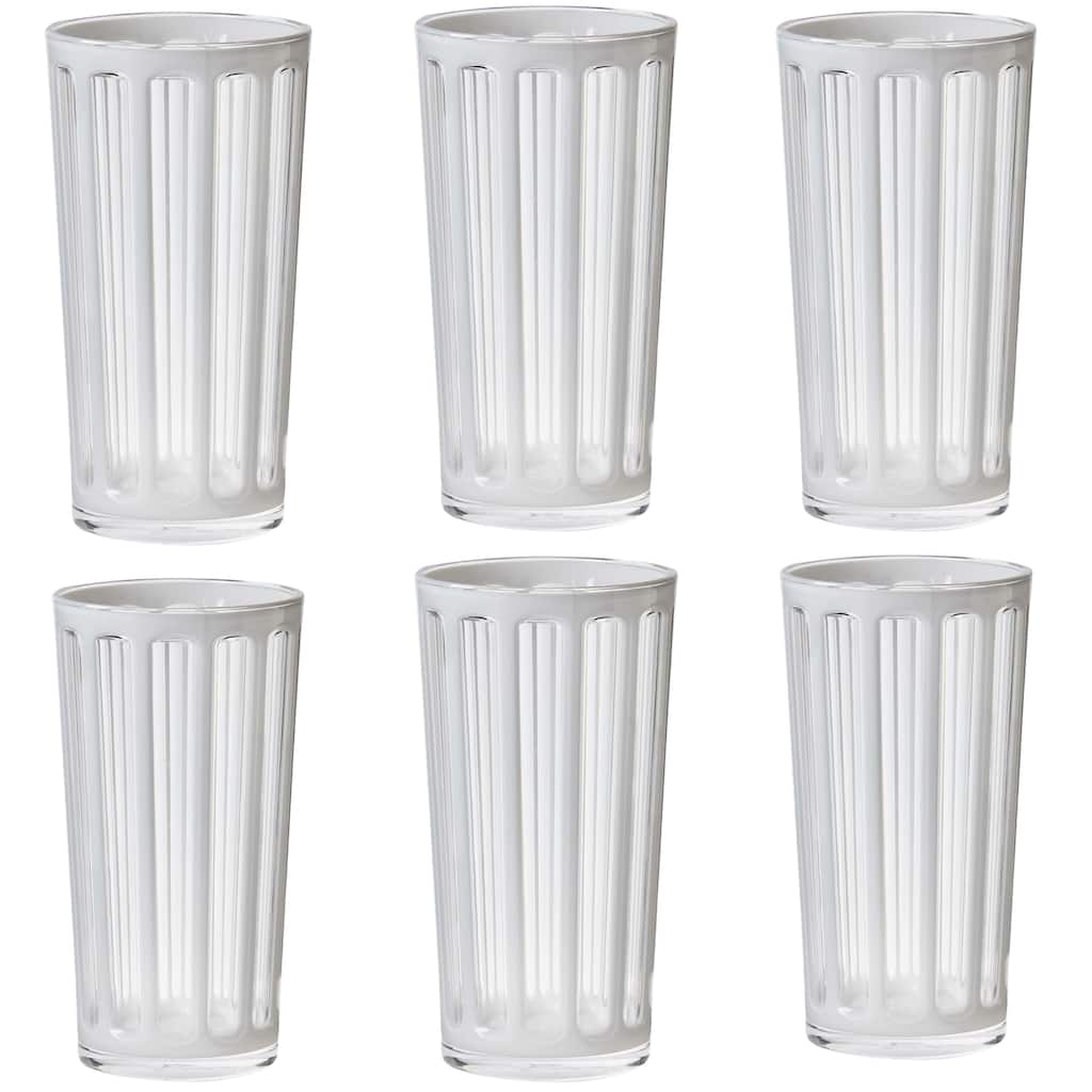Villa 22 oz White Acrylic Tumbler BPA-Free, Dishwasher Safe, Durable Drinkware Set of 6