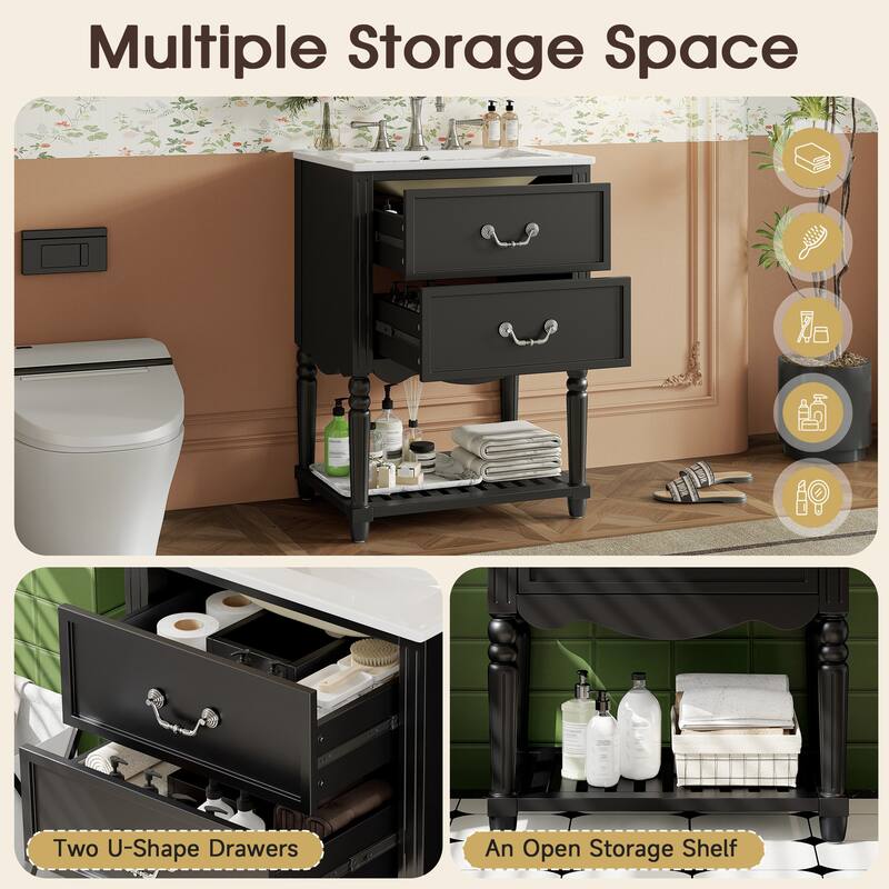 24'' Bathroom Vanity with Ceramic Sink