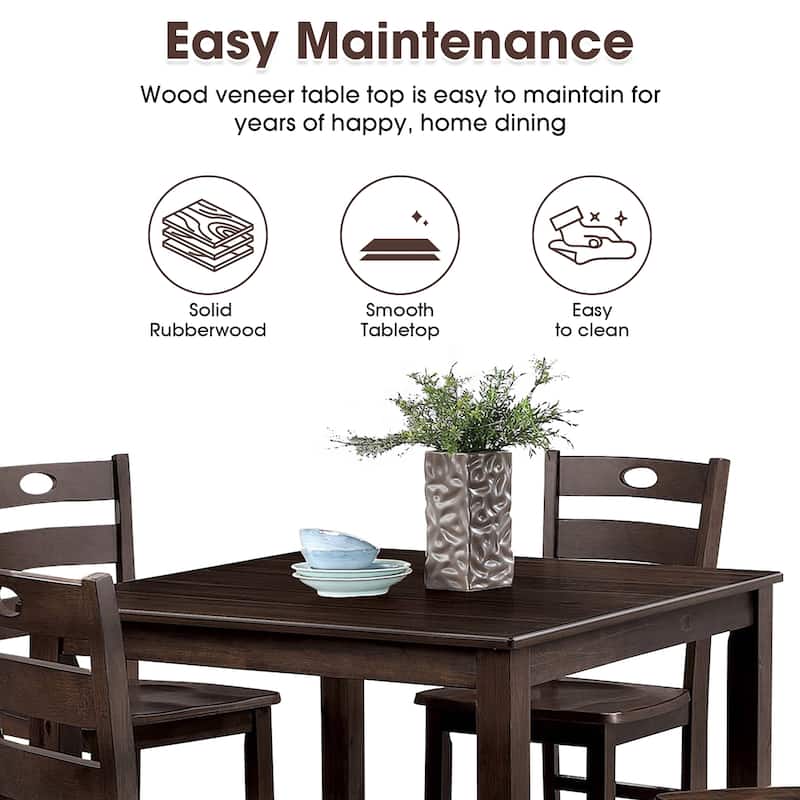 Farmhouse Expresso Solid Wood 5-piece Counter Height Dining Table Set