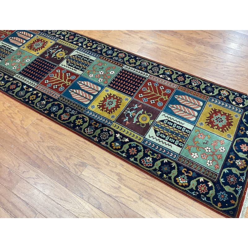 HERAT ORIENTAL Hand-knotted Indo 2'7 x 12' Bakhtiari Wool Runner - 2'7" x 12'