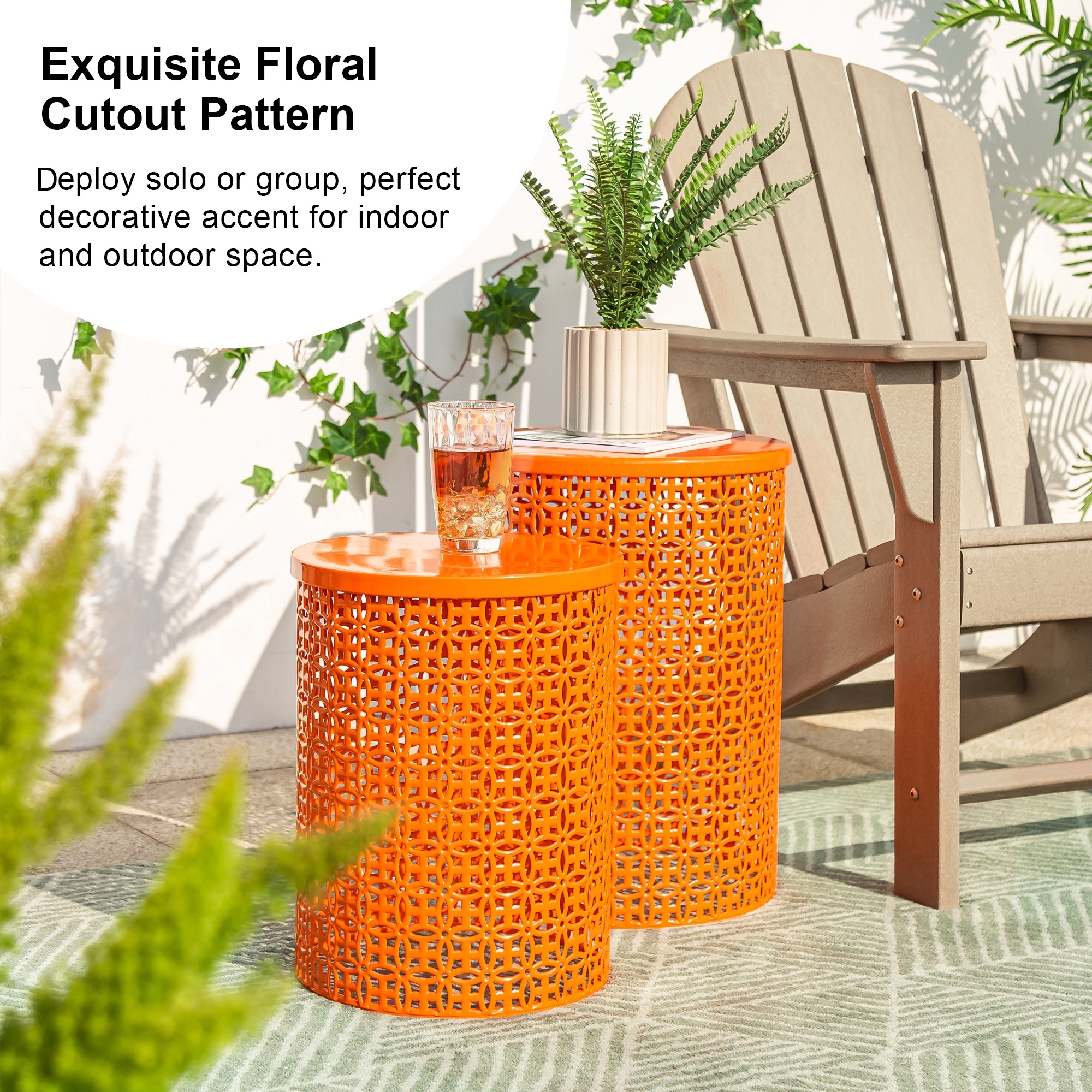 Glitzhome Set of 2 Multi functional Metal Planter Stand Garden