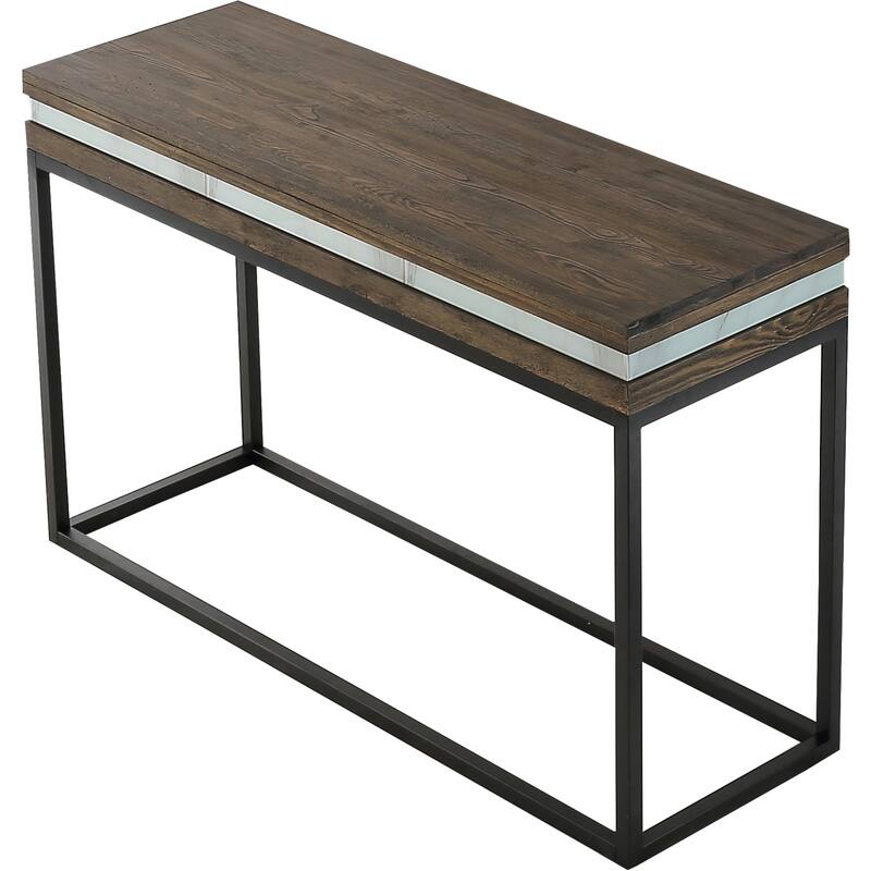 Brown Wood Rectangular Console Table with Black Iron Frame Base - 47.2” L x 15.7” W x 29.5” H
