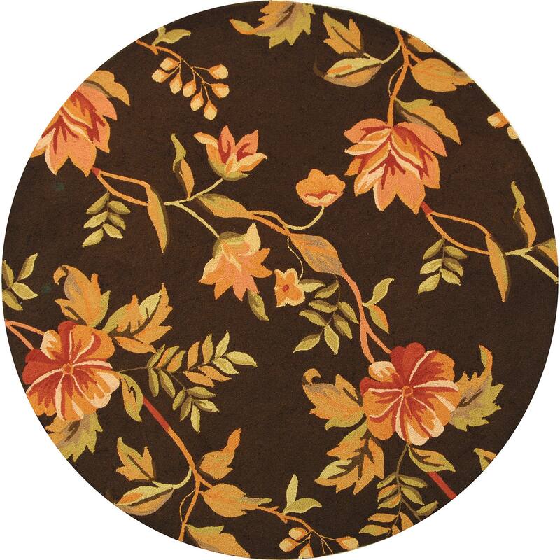 SAFAVIEH Handmade Chelsea Denissa French Country Wool Rug - 5'6" Round - Brown/Multi