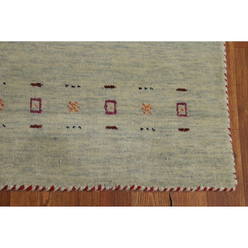 Hand Knotted Oriental 100% Wool Carpet Tribal Animal Pictorial Green Gabbeh Area Rug - 5' 10'' X 3' 11''